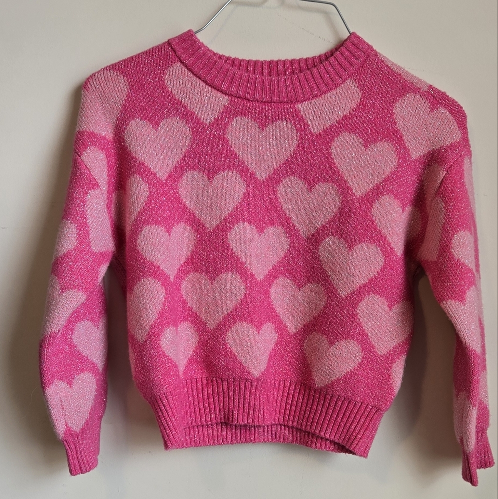 Pink Heart Pattern Sweater